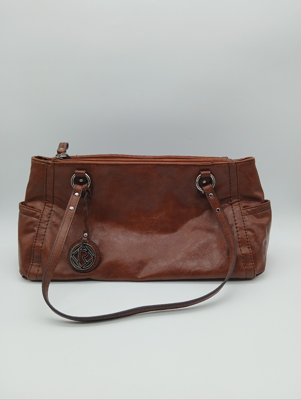 Relic Brown Leather Shoulder Bag with Charm